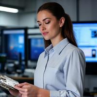 Portrait of Sarah, a marine electronics specialist