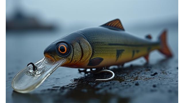 A robust, heavy-duty cod lure designed for winter fishing in dark waters.