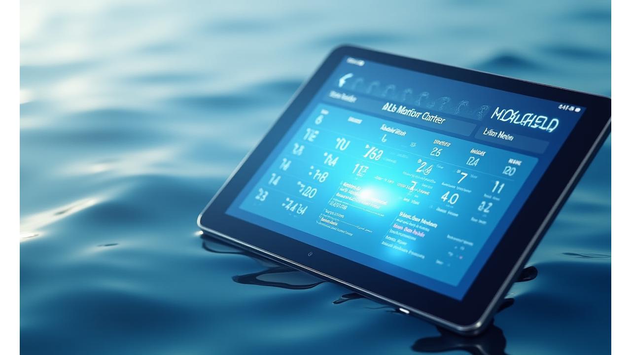 Digital booking calendar interface showing available fishing charter slots with secure payment overlay
