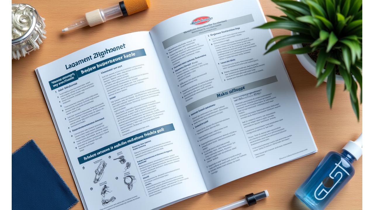 An open fishing equipment maintenance guide with cleaning tools and lubricants